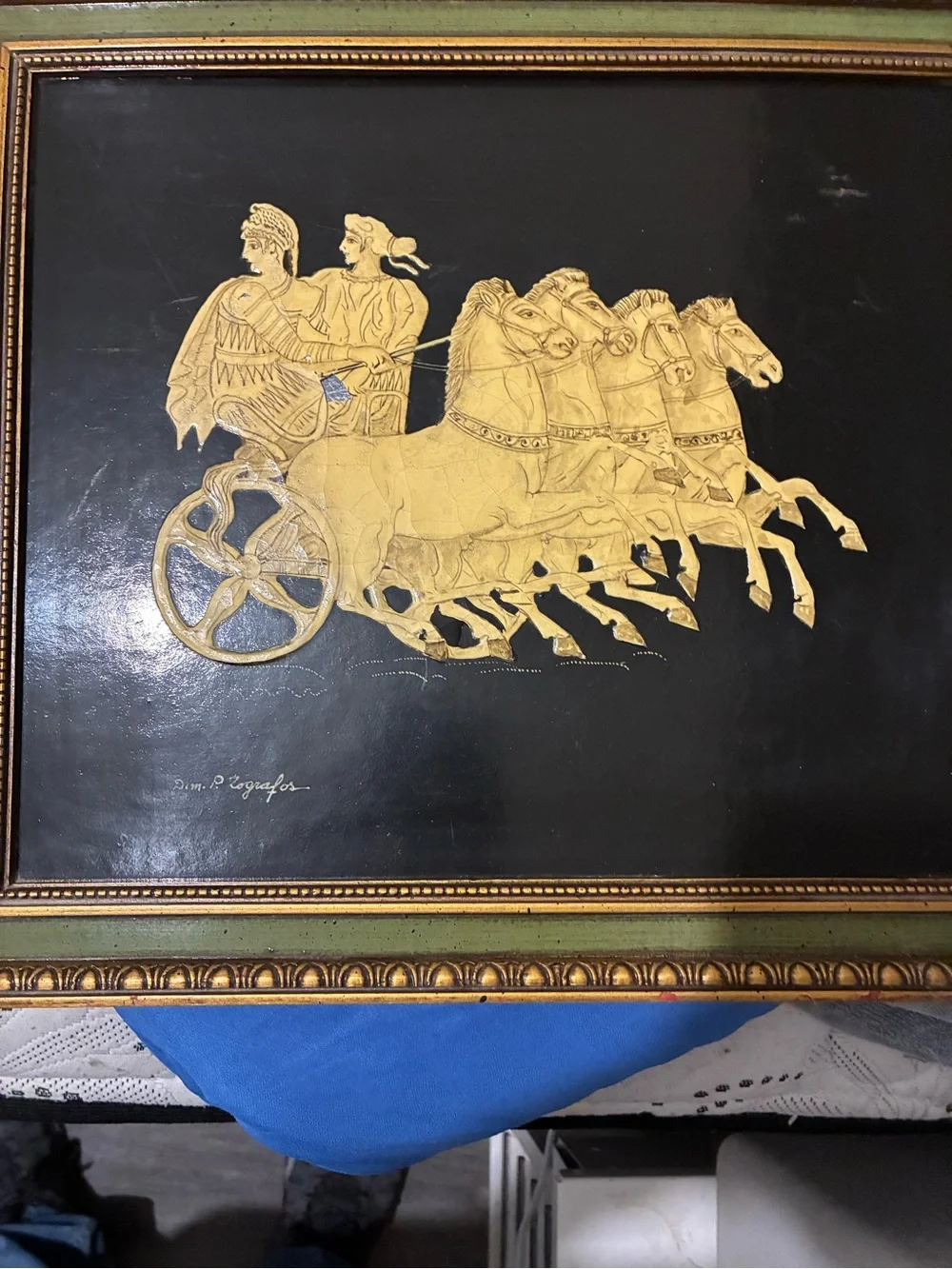 Gold on Black Chariot Wall Art by